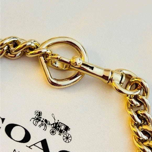 💰SOLD💰Coach Gold Wallet Strap/ Swag Bag Charm/ Keychain/ Bracelet - Picture 3 of 8